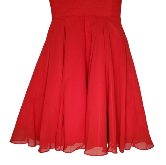 Vintage Cherry Red Chiffon Mesh Sheer Sweetheart Neckline Dress Size 6 - Picture 7 of 10